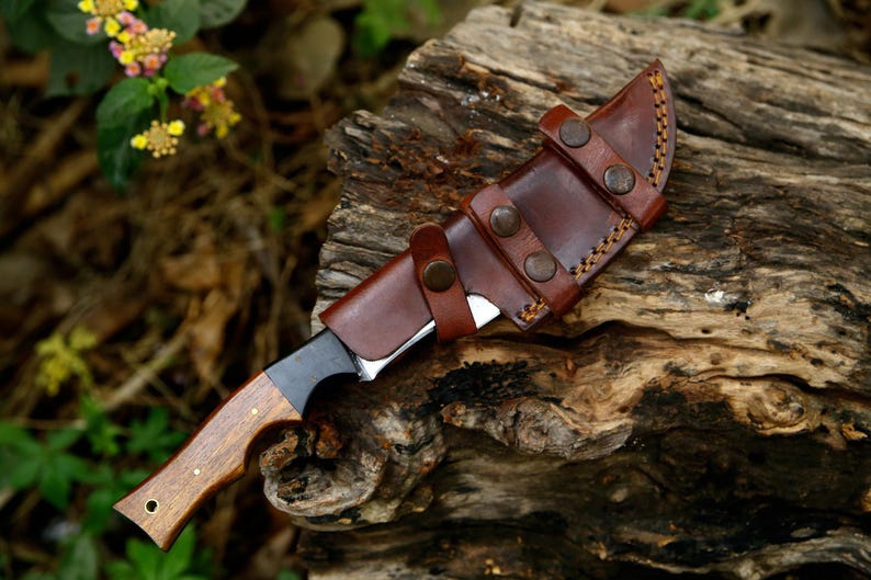 Personalised Forged Steel  Tracker Knife with Leather cover | Best Camping Knife