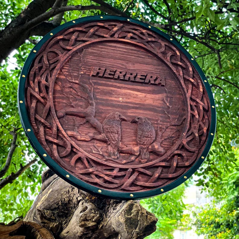 Customisable Viking Shield | Medieval Round Shield | Carved Viking Gift for men