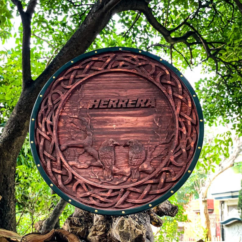 Customisable Viking Shield | Medieval Round Shield | Carved Viking Gift for men