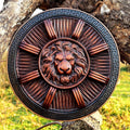 Handmade wooden Viking shield with engraved Norse design, medieval round shield for decor and cosplay by Viking Hills
