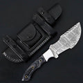 Tracker knife with full tang steel blade, durable handle, and leather sheath for outdoor survival
