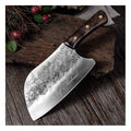Fully handmade cleaver knife with sharp high carbon steel blade and strong full tang design for heavy duty use
