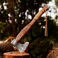 Handmade Viking axe forged steel Norse weapon
